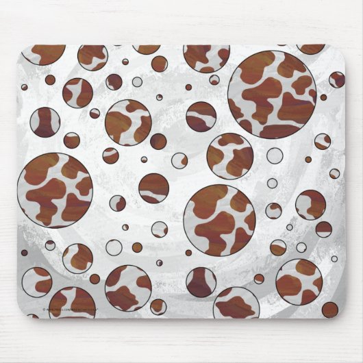 Polka Dot Koe Brown and White Print Muismat (Voorkant)