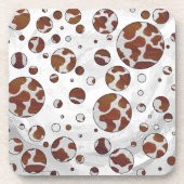 Polka Dot Koe Brown and White Print Onderzetter (Voorkant)