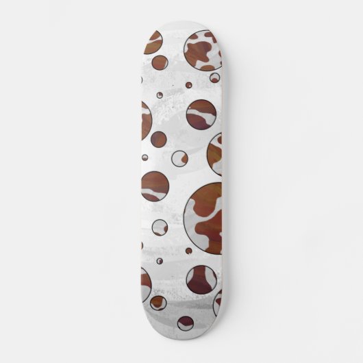 Polka Dot Koe Brown and White Print Skateboard (Voorkant)