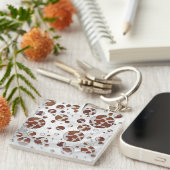 Polka Dot Koe Brown and White Print Sleutelhanger (Voorkant Rechts)