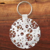 Polka Dot Koe Brown and White Print Sleutelhanger (Voorkant)