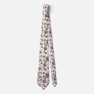 Polka Dot Koe Brown and White Print Stropdas