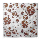 Polka Dot Koe Brown and White Print Tegeltje (Voorkant)