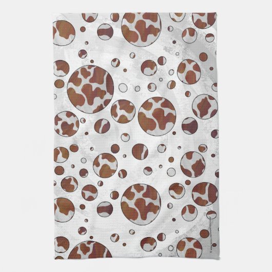 Polka Dot Koe Brown and White Print Theedoek (Verticaal)
