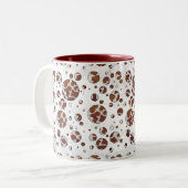 Polka Dot Koe Brown and White Print Tweekleurige Koffiemok (Voorkant links)