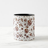 Polka Dot Koe Brown and White Print Tweekleurige Koffiemok (Center)