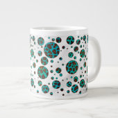 Polka Dot Koe Brown en Blauwgroen print Grote Koffiekop (Voorkant rechts)