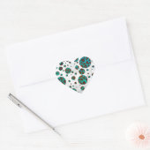 Polka Dot Koe Brown en Blauwgroen print Hart Sticker (Envelop)