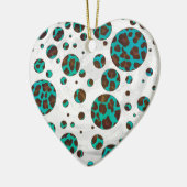 Polka Dot Koe Brown en Blauwgroen print Keramisch Ornament (Links)