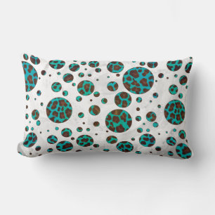 Polka Dot Koe Brown en Blauwgroen print Kussen