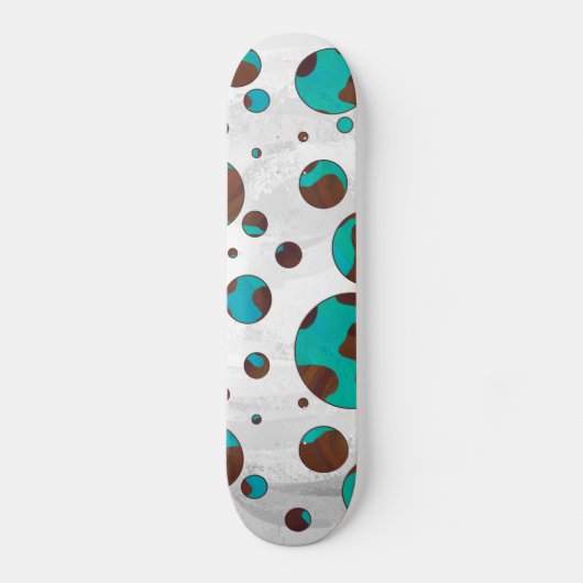 Polka Dot Koe Brown en Blauwgroen print Skateboard (Voorkant)