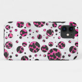 Polka Dot Koe Hot Pink en Black Print Case-Mate iPhone Case (Achterkant (horizontaal))
