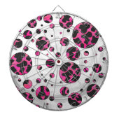 Polka Dot Koe Hot Pink en Black Print Dartbord (Voorkant)