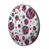 Polka Dot Koe Hot Pink en Black Print Dartbord (Voorkant Rechts)