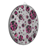 Polka Dot Koe Hot Pink en Black Print Dartbord (Voorkant Links)