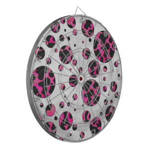 Polka Dot Koe Hot Pink en Black Print Dartbord
