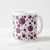 Polka Dot Koe Hot Pink en Black Print Grote Koffiekop (Voorkant rechts)