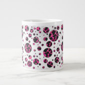 Polka Dot Koe Hot Pink en Black Print Grote Koffiekop (Voorkant)