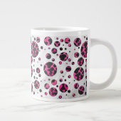 Polka Dot Koe Hot Pink en Black Print Grote Koffiekop (Rechts)