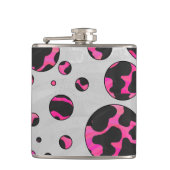 Polka Dot Koe Hot Pink en Black Print Heupfles (Voorkant)