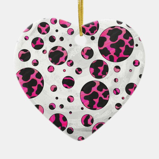 Polka Dot Koe Hot Pink en Black Print Keramisch Ornament (Voorkant)