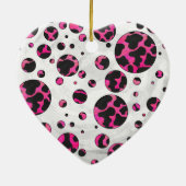 Polka Dot Koe Hot Pink en Black Print Keramisch Ornament (Achterkant)