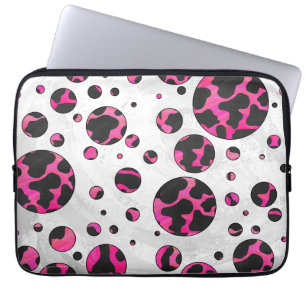 Polka Dot Koe Hot Pink en Black Print Laptop Sleeve