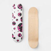 Polka Dot Koe Hot Pink en Black Print Persoonlijk Skateboard (Voorkant)