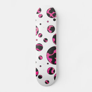 Polka Dot Koe Hot Pink en Black Print Persoonlijk Skateboard