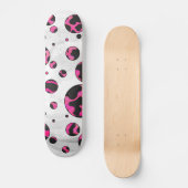 Polka Dot Koe Hot Pink en Black Print Skateboard (Voorkant)