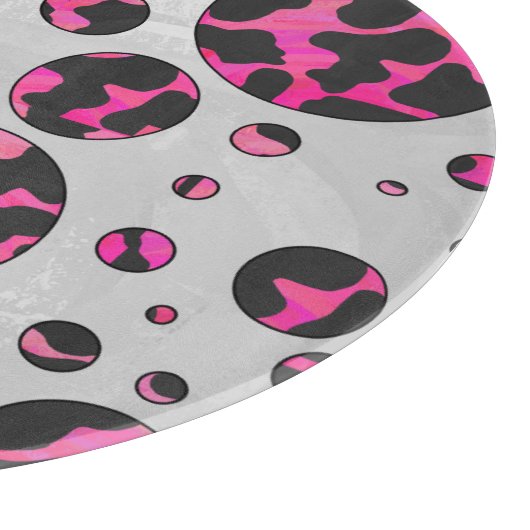 Polka Dot Koe Hot Pink en Black Print Snijplank (Hoek)