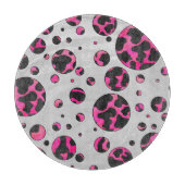 Polka Dot Koe Hot Pink en Black Print Snijplank (Voorkant)