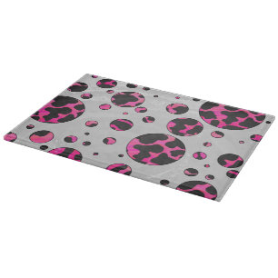 Polka Dot Koe Hot Pink en Black Print Snijplank