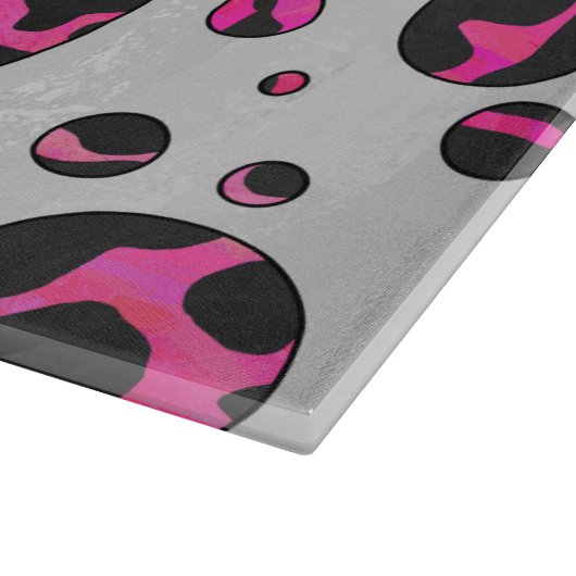 Polka Dot Koe Hot Pink en Black Print Snijplank (Hoek)
