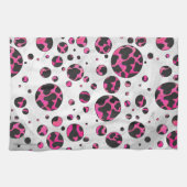Polka Dot Koe Hot Pink en Black Print Theedoek (Horizontaal)