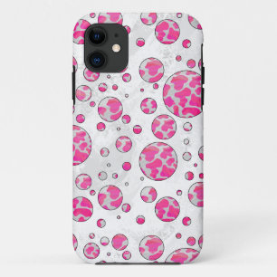 Polka Dot Koe Roze en Wit iPhone 11 Hoesje