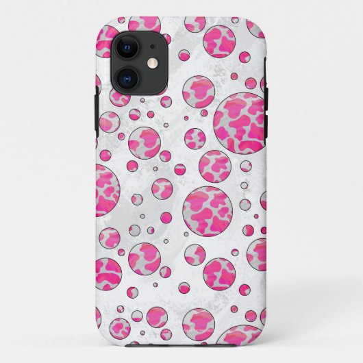 Polka Dot Koe Roze en Wit Case-Mate iPhone Case (Achterkant)