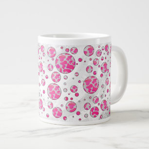 Polka Dot Koe Roze en Wit Grote Koffiekop