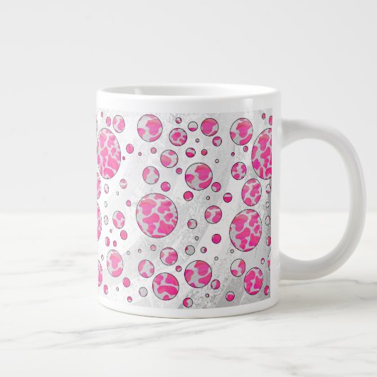 Polka Dot Koe Roze en Wit Grote Koffiekop (Rechts)