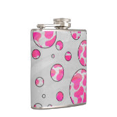 Polka Dot Koe Roze en Wit Heupfles (Rechts)