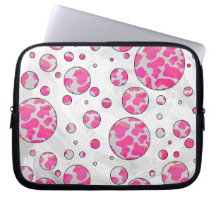 Polka Dot Koe Roze en Wit Laptop Sleeve