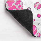 Polka Dot Koe Roze en Wit Muismat (Hoek)