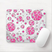 Polka Dot Koe Roze en Wit Muismat (Met muis)