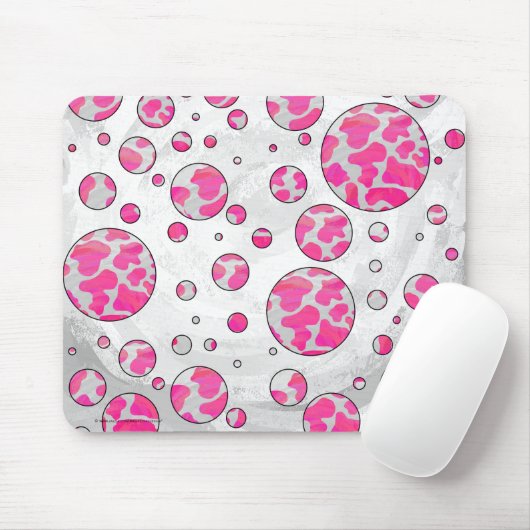 Polka Dot Koe Roze en Wit Muismat (Met muis)