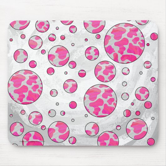Polka Dot Koe Roze en Wit Muismat (Voorkant)