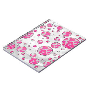 Polka Dot Koe Roze en Wit Notitieboek