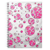 Polka Dot Koe Roze en Wit Notitieboek (Voorkant)