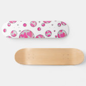 Polka Dot Koe Roze en Wit Skateboard (Horizontaal)
