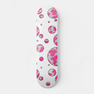 Polka Dot Koe Roze en Wit Skateboard