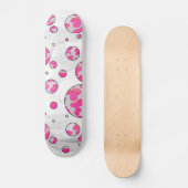 Polka Dot Koe Roze en Wit Skateboard (Voorkant)